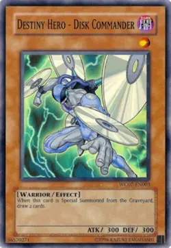 Yugioh-Destiny Hero - Disk Commander-Super Rare-UNL-WC07 EN003 (DAMAGED) - Image 1