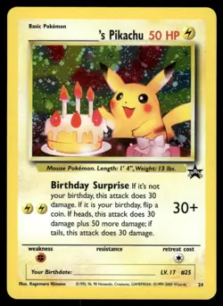 Pokemon Cards Birthday Pikachu 24 Wizards Black Star Promos WOTC Promo NM - Image 1