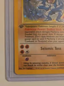 1999 Pokemon TCG Base Set Holo 1st Edition Holo Rare Card Machamp 8/102 - Image 3