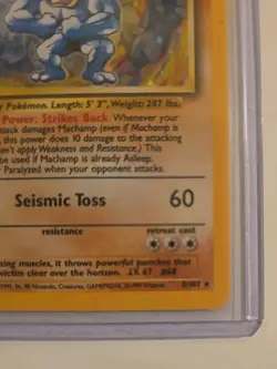 1999 Pokemon TCG Base Set Holo 1st Edition Holo Rare Card Machamp 8/102 - Image 5