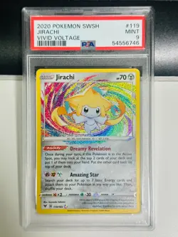 2020 Pokemon SWSH Jirachi Vivid Voltage 119 PSA Graded 9 Mint Card - Image 1