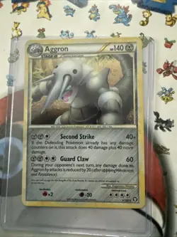 Pokemon TCG Aggron Card 1/102 Rare Holo HGSS Triumphant - Image 1