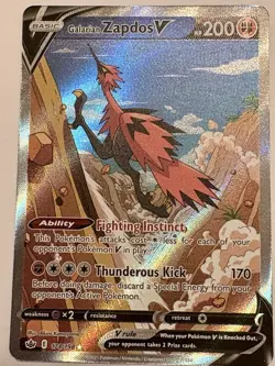 Pokemon TCG Galarian Zapdos v Alternate Art Chilling Reign Card 174/198 - Image 1