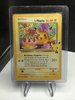 Birthday Pikachu 24 Holo Black Star Celebrations Promo Pokemon Card NM - Mint - Image 1