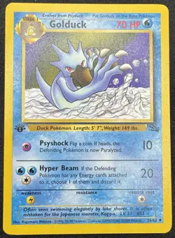 Pokemon Card Golduck 1st Edition TCG Fossil 51/62 MP - Image 1