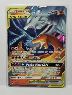 Pokemon Reshiram & Charizard GX Holo Card 20/214 Unbroken Bonds - Image 1