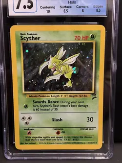 Pokemon Card Scyther 17/130 Base Set 2 Holo Rare Graded CGC 7.5 Near Mint+ - Image 2