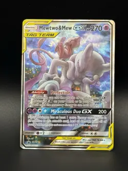 Mewtwo & Mew GX SM191 Sun & Moon Full Art Black Star Promo Holo Pokemon MP - HP - Image 1