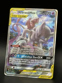 Mewtwo & Mew GX SM191 Sun & Moon Full Art Black Star Promo Holo Pokemon MP - HP - Image 3