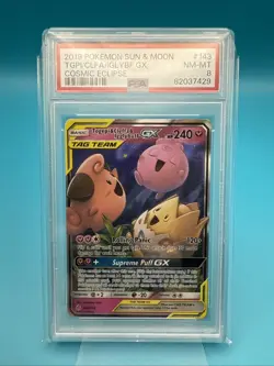 2019 POKEMON SUN & MOON COSMIC ECLIPSE #143 TOGEPI & CLEFFA & IGGLYBUFF GX PSA 8 - Image 1