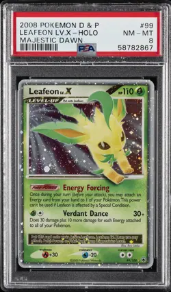2008 POKEMON DIAMOND & PEARL MAJESTIC DAWN #99 LEAFEON LV.X-HOLO PSA 8 - Image 1
