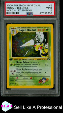 KOGA'S BEEDRILL HOLO-1ST EDITION POKEMON GYM CHALLENGE 2000 9 PSA 9 - Image 1
