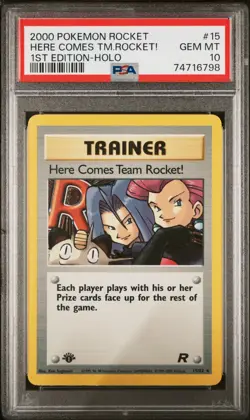 2000 Pokemon 1ST EDITION Here Comes Team Rocket! #15 PSA 10 GEM MINT - Image 1