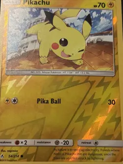 Pokemon TCG: SM Unbroken Bonds- Pikachu 54/214 Reverse Holo - Image 1