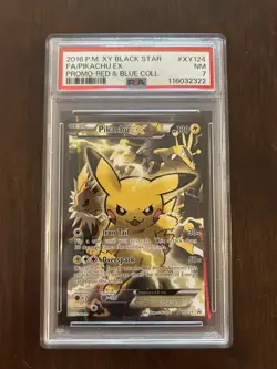 Pokemon 2016 Pikachu EX XY124 Red & Blue Collection Full Art Promo PSA 7 NM - Image 1