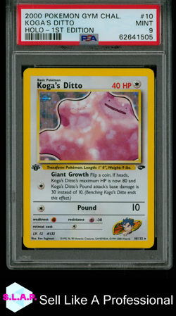 KOGA'S DITTO HOLO-1ST EDITION POKEMON GYM CHALLENGE 2000 10 PSA 9 - Image 1