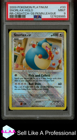 SNORLAX-HOLO RR-CRSHTCH-'09 .LEAGUE POKEMON PLATINUM RISING RIVALS 2009 33 PSA 9 - Image 1