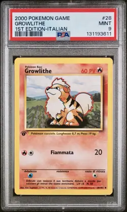 POKEMON PSA 9 GROWLITHE 28/102 SET BASE 1st PRIMA EDIZIONE ITALIANO 2000 POP 10 - Image 1