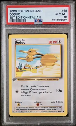 POKEMON PSA 10 DODUO 48/102 SET BASE 1st PRIMA EDIZIONE ITALIANO 2000 POP 18!🌏 - Image 1