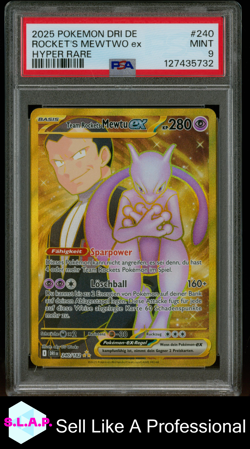 ROCKET'S MEWTWO EX HYPER RARE POKEMON GER DRI DE-DESTINED RIVALS 2025 240 PSA 9 - Image 1
