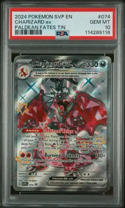PSA 10 GEM MINT Charizard ex Paldean Fates Tin Promo 2024 Pokemon SVP 074 - Image 1