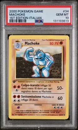 POKEMON PSA 10 MACHOKE 34/102 SET BASE 1st PRIMA EDIZIONE ITALIANO 2000 POP 12🌏 - Image 1