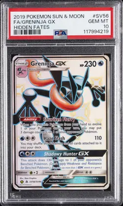2019 POKEMON SUN & MOON HIDDEN FATES #SV56 FULL ART/GRENINJA GX PSA 10 - Image 1