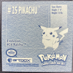 Pokemon 1999 Artbox Series 1 Stickers Pikachu #25 Nintendo Sticker NM - Image 2