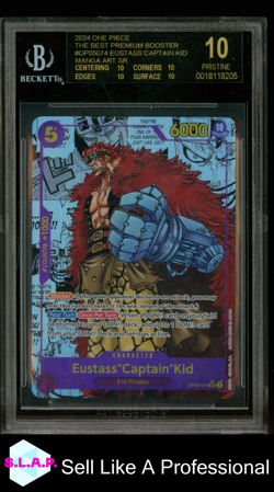 EUSTASS "CAPTAIN" KID ONE PIECE OP05-074 2024 THE BEST PB EN BGS 10 BLCK LABEL - Image 1