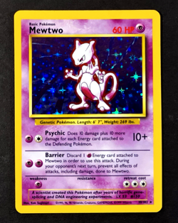 1999 Pokemon MEWTWO Base Set HOLO RARE Unlimited Edition Card 10/102 WotC - MINT - Image 1