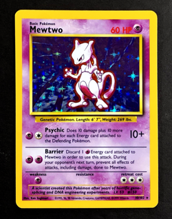 1999 Pokemon MEWTWO Base Set HOLO RARE Unlimited Edition Card 10/102 WotC - MINT - Image 2