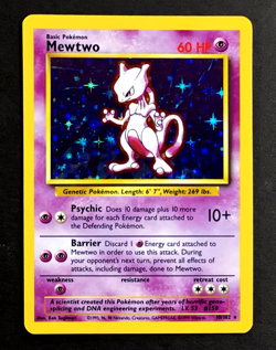 1999 Pokemon MEWTWO Base Set HOLO RARE Unlimited Edition Card 10/102 WotC - MINT - Image 3