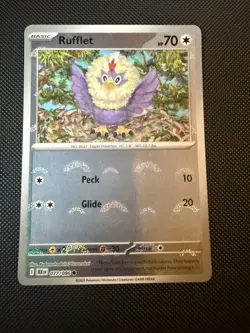 POKEMON TCG: RUFFLET 077/086 BLACK BOLT POKEBALL HOLO CARD NM - Image 1