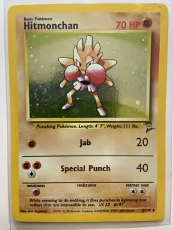Hitmonchan - 8/130 - Base Set 2 WoTC Vintage Holo Rare Pokemon Card - Image 1