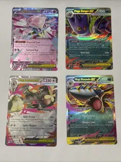 Pokemon TCG 4 Card Mega Ex Lot NM Mint Condition - Image 1