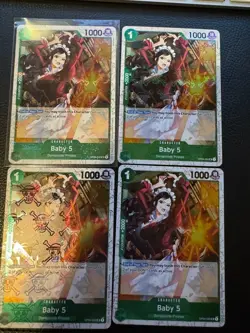 Baby 5 OP04-032 Jolly Roger Foil PRB-01 One Piece Card Game x4 Playset - Image 1