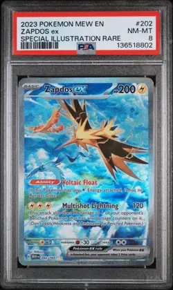 PSA 8 NM-MT Zapdos ex 202/165 SV 151 Holo Rare Pokemon Card - Image 1