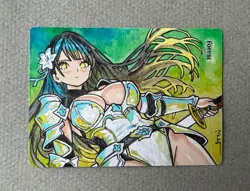 Magic MTG Altered Painted Forest Warrior Anime Girl by white_alters - Image 1