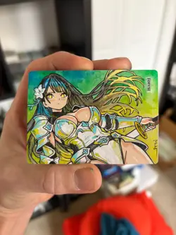 Magic MTG Altered Painted Forest Warrior Anime Girl by white_alters - Image 2