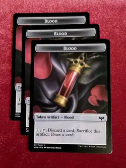 (x3) Blood Token (017/021) Crimson Vow MTG Magic the Gathering - Unplayed Mint+ - Image 1