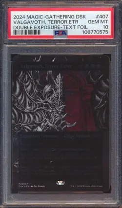 2024 MTG DUSKMOURN VALGAVOTH TERROR EATER #407 DOUBLE EXPOSURE TEXTURED PSA 10 - Image 1