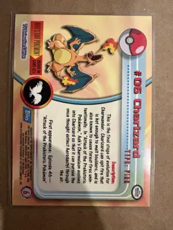 Pokemon Charizard #06 Holo Topps 1999 TV Animation Edition BLUE label - Image 2