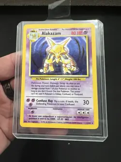 Pokemon TCG Alakazam Base Set Holo Card 1/102 Unlimited Rare NM - Image 1