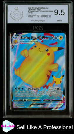SURFING PIKACHU VMAX POKEMON 009/025 2021 CELEBRATIONS ENGLISH PGS 9.5 - Image 1