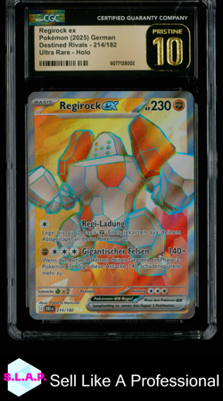 REGIROCK EX POKEMON 214 2025 DESTINED RIVALS ULTRA RARE HOLO DE CGC 10 PRISTINE - Image 1