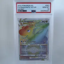2022 Pokemon Go #081 FA/Dragonite VSTAR Secret Rare PSA 10 Gem Mint - Image 1
