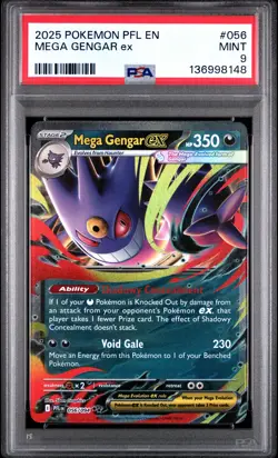 2025 POKEMON PFL EN-PHANTASMAL FLAMES #056 MEGA GENGAR EX PSA 9 - Image 1