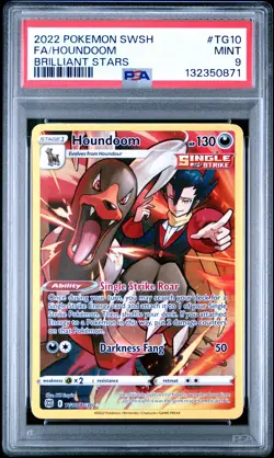 2022 POKEMON SWORD & SHIELD BRILLIANT STARS #TG10 FULL ART/HOUNDOOM PSA 9 - Image 1