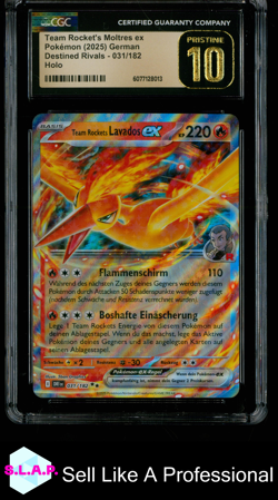 TEAM ROCKET’S MOLTRES EX POKEMON 31 2025 DESTINED RIVALS HOLO DE CGC 10 PRISTINE - Image 1