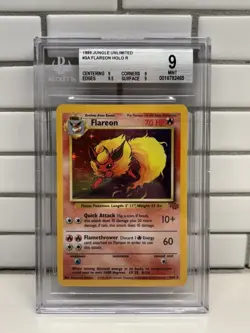 1999 Pokemon TCG Flareon Jungle Holo Rare 3/64 Unlimited BGS 9 - Image 1